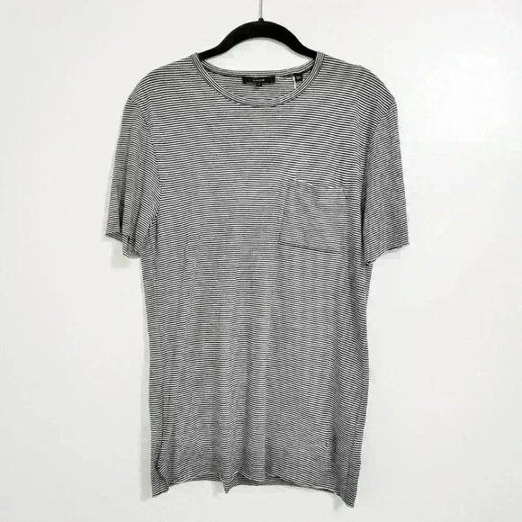 Vince Black & Gray Feeder Stripe Pocket T-Shirt - Picture 7 of 11